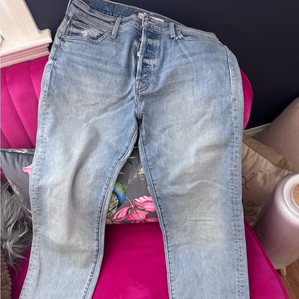 MOTHER The Scraper Ankle Jeans in Light Blue